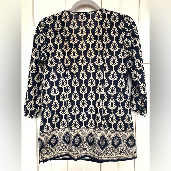 Charter Club Tunic Navy and Cream size petite large - Picture 4 of 9